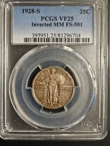 1928-S "Inverted Mint Mark" Standing Liberty Quarter * FS-501 * PCGS VF25 - Picture 1 of 5
