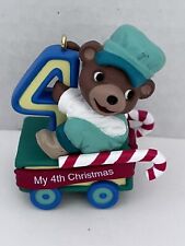 My 4th Christmas Hallmark Keepsake Ornament 2003 Bear In Wagon Vintage No Box