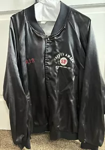 Vintage Southern Pacific Milling Company Black Satin Jacket 44L Safety Award RIP - Picture 1 of 10