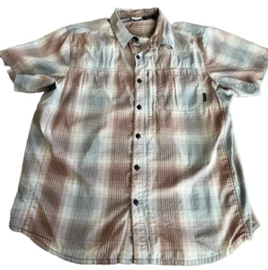 Camicia Columbia Omni-Wick uomo grande grigia e rossa a quadri manica corta con bottoni - Foto 1 di 4