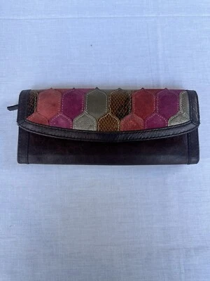 Cartera de Colección Fossil Fifty-Four Patchwork Cuero y Gamuza - ¡Hallazgo Raro! Foto 1 de 4