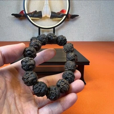 Brazalete de la suerte de Buda cuentas de oración Pi Xiu de madera natural de Indonesia grado A Foto 1 de 4