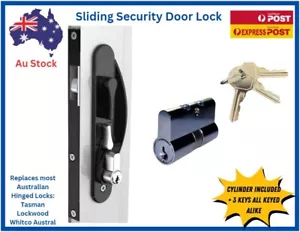 Sliding Security Screen Door Black with Cylinder + 3 keys - Picture 1 of 2