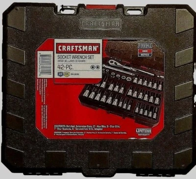 Craftsman 42 PC Piece 1/4 & 3/8 Drive Hex Screwdriver Torx Bit Socket Wrench Set - Image 1 of 4