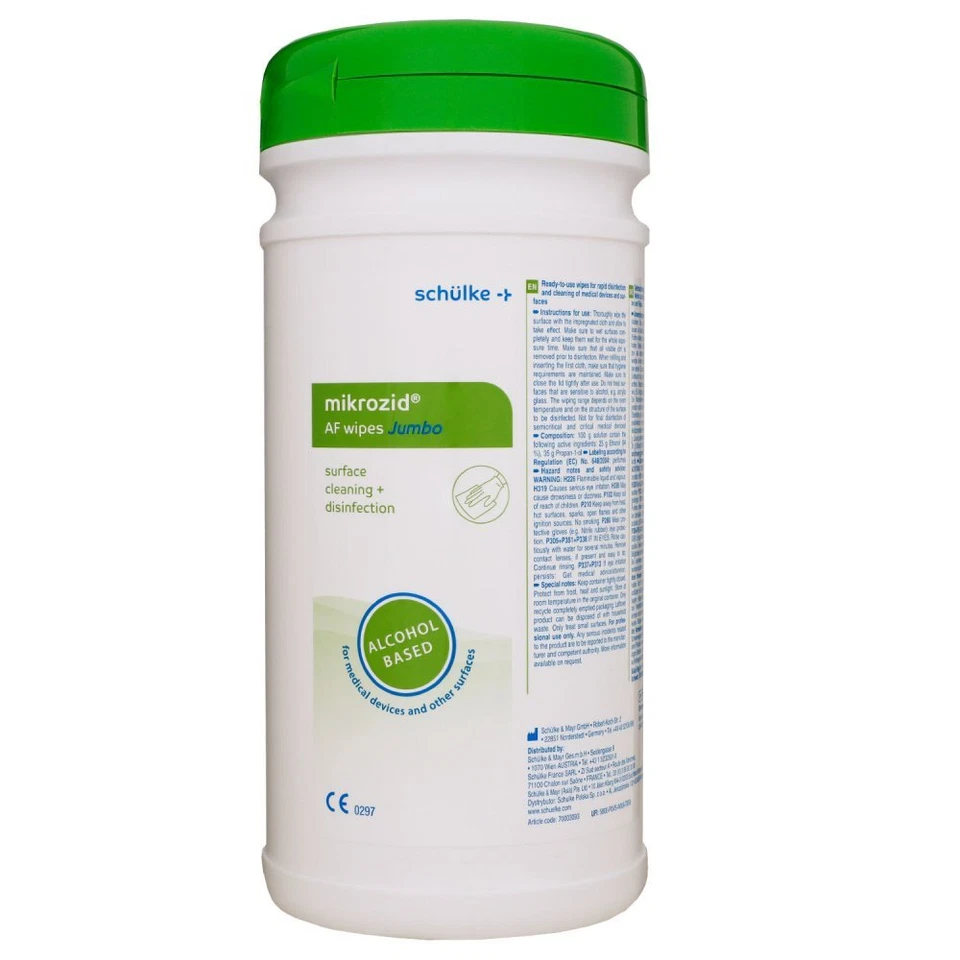 SCHÜLKE & MAYR Schülke mikrozid AF wipes Jumbo Dose Tuch Dose Desinfektionsmittel 220 Stück
