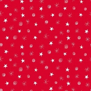 Makower Henley Studio FESTLICHER SKIZZENSTOFF 1495 WEISSE STERNE ROT BAUMWOLLSTOFF - Bild 1 von 1