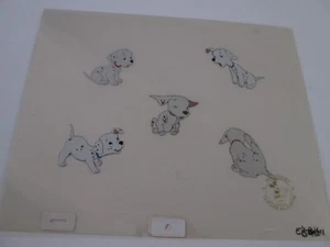 101 Dalmatians 5 Puppies production Cel with Disney seal 1990's - Picture 1 of 3