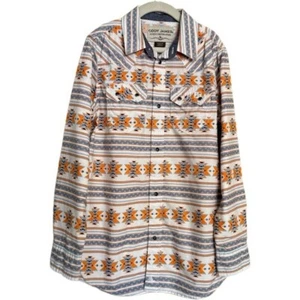 Cody James Shirt Youth Boys Size M Western Aztec Country Pearl Snap White Orange - Picture 1 of 14