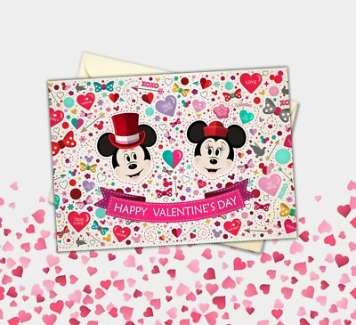 Mickey Mouse and Minnie Mouse Collage Valentine's Day Celebration Card - Image 1 of 2
