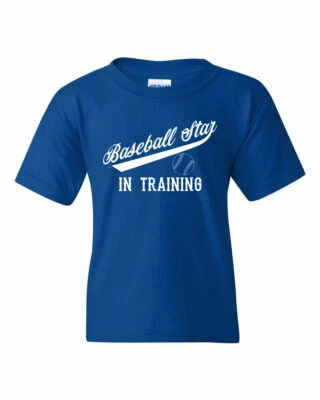 BASEBALL STAR IN TRAINING Youth Kids Blue T-Shirt S-XL FREE S&H!  - Image 1 of 2