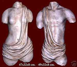 Escultura Griega Italiana Torsos Antiguos Hombre y Mujer Pared 49cm Sydney Australia - Imagen 1 de 1