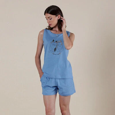 GATTI - Pigiama donna notte canotta smanicato pantalone corto XS S M L Maryhome - Immagine 1 di 2