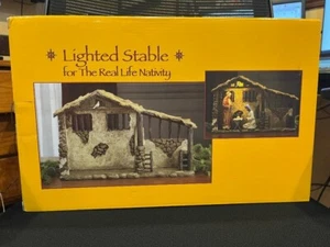 Three Kings Gifts Lighted Stable, Home Decorating Nativity Scene, 10" Scale - Picture 1 of 5