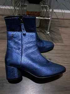 GIOSEPPO X ANTHROPOLGIE BLUE SHIMMER ANKLE BOOTS  Euro Size 40 - Picture 1 of 6