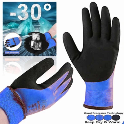 Waterproof Thermal Lined Winter Work Gloves Mens Freezer Warm Safety Gardening