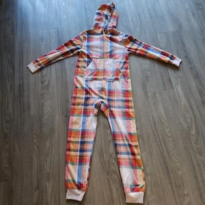 Cat and Jack Girls'Hooded Plaid  Lounge One Piece Pajamas -M - Picture 1 of 5