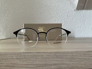 BURBERRY Brillenfassung Rahmen Gestell Rund Nylor Schwarz Silber Mod. B1328 NEU!
