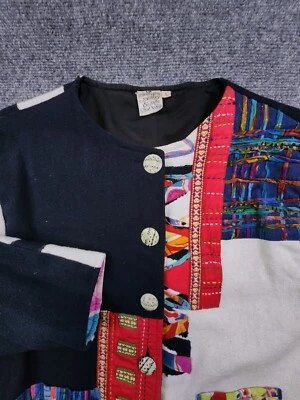 Suéter para mujer Parejil & Sage grande manga larga colorido con botones retazos Foto 1 de 4