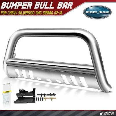 Protetor de grade de para-choque dianteiro 3" S/S Bull Bar para Chevy Silverado GMC Sierra 07-18 - Imagem 1 de 4