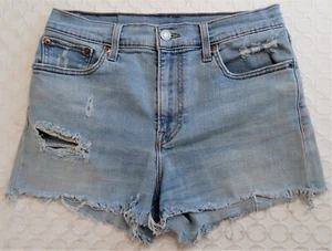Woman's Levi's Blue Cut Off Distress Look Shorts Waist 28 - Picture 1 of 6