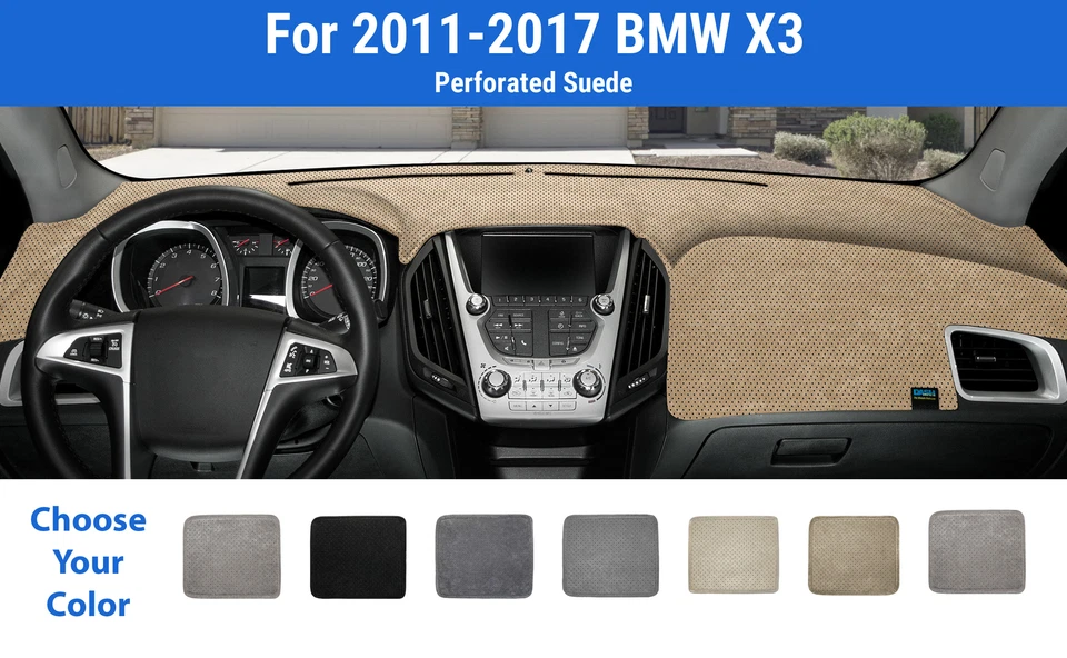 Cubierta de alfombrilla de tablero para BMW X3 2011-2017 (gamuza Sedona) Foto 1 de 4