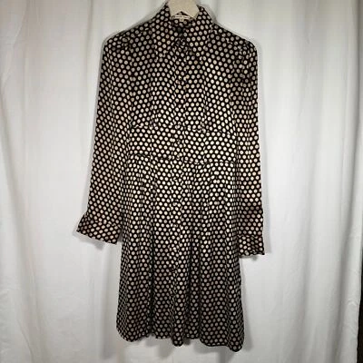 Nanette Lepore Women's Black Cream Polka Dot Silk Dress Lined Size 2 Button Fron - Image 1 of 4