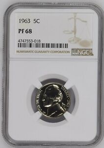 1963 P 5c NICKEL NGC PF68 - JEFFERSON - COIN - 5 CENTS