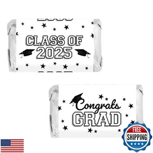 White Graduation Party Favor Stickers, Class of 2025 Graduation Candy Wrapper - Picture 1 of 5