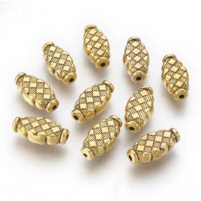 20 pcs Nickel Free Antique Golden Oval Tibetan Style Alloy Beads Crafts 17x9mm - Image 1 of 2