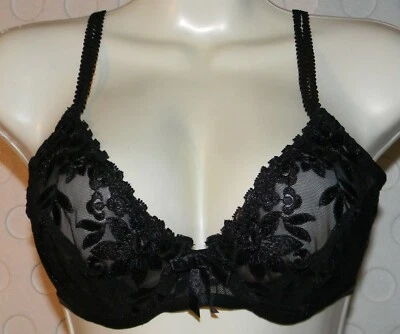 Sujetador Desiree L757 Sexy Bordado Encaje/Malla Sin Forro Con Aros 36C Negro Francia Foto 1 de 4