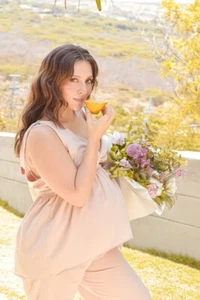 Maternity set pants blouse easy for breastfeeding, Nursing. Postpartum friendly. - Picture 1 of 5