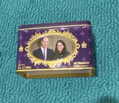 Té Duque y Duquesa de Cambridge Desayuno Inglés 40 bolsitas de té lata 2,8 oz Sellado Foto 1 de 4