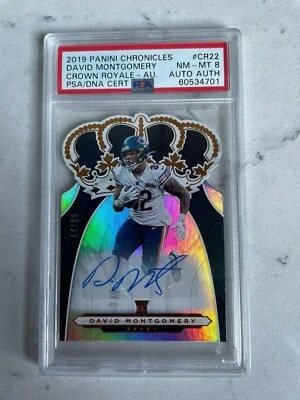 David Montgomery Rookie Chronicles Crown Royale Autograph 44/99 PSA 8 - Image 1 of 2