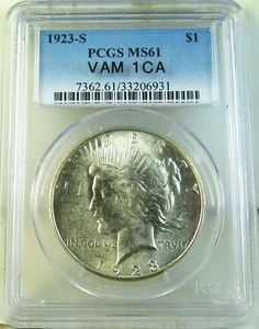 1923 S Peace dollar PCGS MS61 *VAM 1CA missing rays* BR - Picture 1 of 4