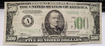 $500 1934 Federal Reserve Note Boston - Image 1 of 2