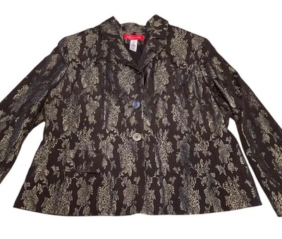 Chaqueta Blazer Anne Klein Para Mujer Plus 18W Negra Seda Noche Vacaciones Carrera De Colección Foto 1 de 4