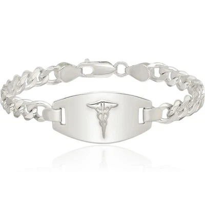 925 Sterling Silver Medical Alert Curb Link Chain Bracelet - Image 1 of 4