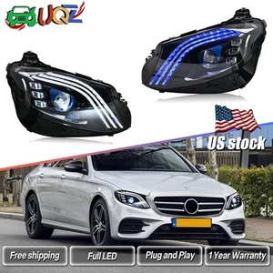Pair Full LED Headlight For 2016-2021 Mercedes Benz W213 E-Class Head Lamps DRL - Picture 1 of 24