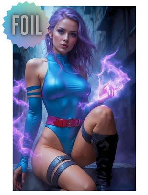 PSYLOCKE G (NICE) *FOIL*  DOUBLE SIDED Deviant Nation Ltd 50 w/CoA - Image 1 of 4