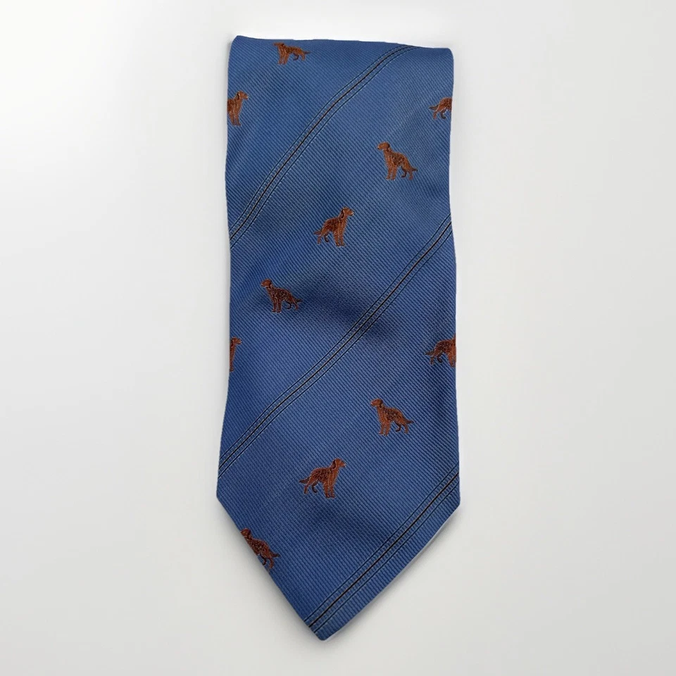 Beretta Men’s Blue Tie With Labrador Dog Pattern  - Image 1 of 4