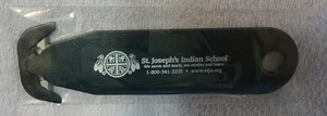 St Joseph's BLACK Double Sided LETTER OPENER 1.5 x 4.75" w 2 Blades on Card NEW - Picture 1 of 2