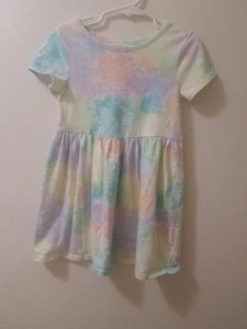 Cat & Jack Sundress Youth Girls Size 3T Colorful TieDye Cotton Short Sleeves - Picture 1 of 9