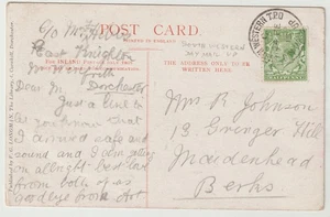 1915 DORCHESTER VIEW PPC TO MAIDENHEAD SOUTH WESTERN TPO DAY MAIL UP RAILWAY PMK - Picture 1 of 3