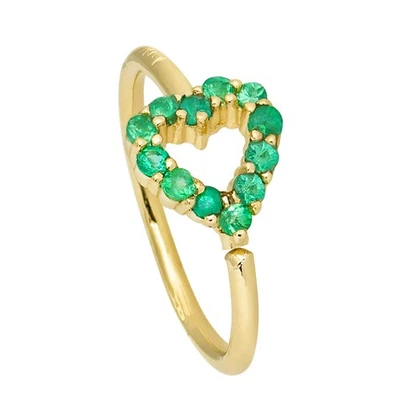 Joyería Avalancha Damas Oro 14K Corazón Nariz Aro con Gemas Esmeralda, 20G, 8 Foto 1 de 4