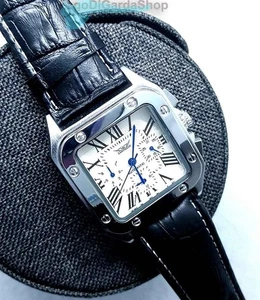 Herrenuhr Automatik Stahl Weiß Schwarz Jaragar Modell Santos Sichtbar - Bild 1 von 4