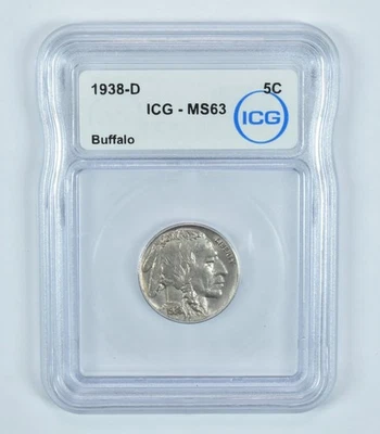 1938-D Indian Head Buffalo Nickel MS63 ICG *8892 - Image 1 of 4