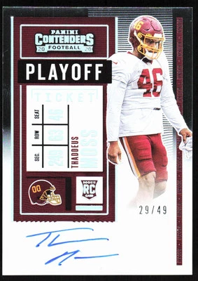 2020 Panini Contenders Championship Ticket Thaddeus Moss Auto 29/49 Washington - Image 1 of 2