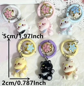 ONE Charm Zipper Charm New 3D Cat Bell Key Chain Cute Back Pack Purse Cup Glass - Picture 1 of 4