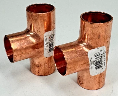 (2-PACK) Straight Tee 3/4" x 3/4" x 3/4" CTS Solder Joint Copper Sweat Fitting - Image 1 of 4
