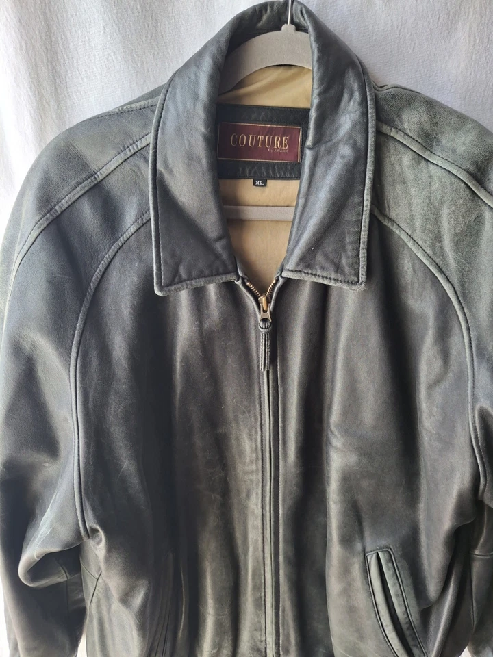 Couture By J Park Men's Lamb Leather Jacket Xl Some Fading 1 Sleeve Lining Loose - Image 1 of 4